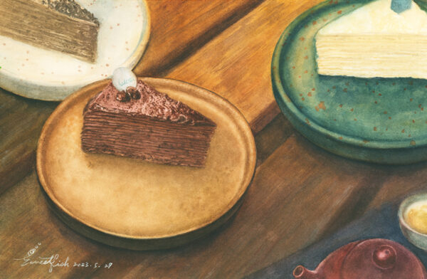 mille-crepe-cake-of-hilltea-watercolor-food-painting-by-sweetfish-food-art